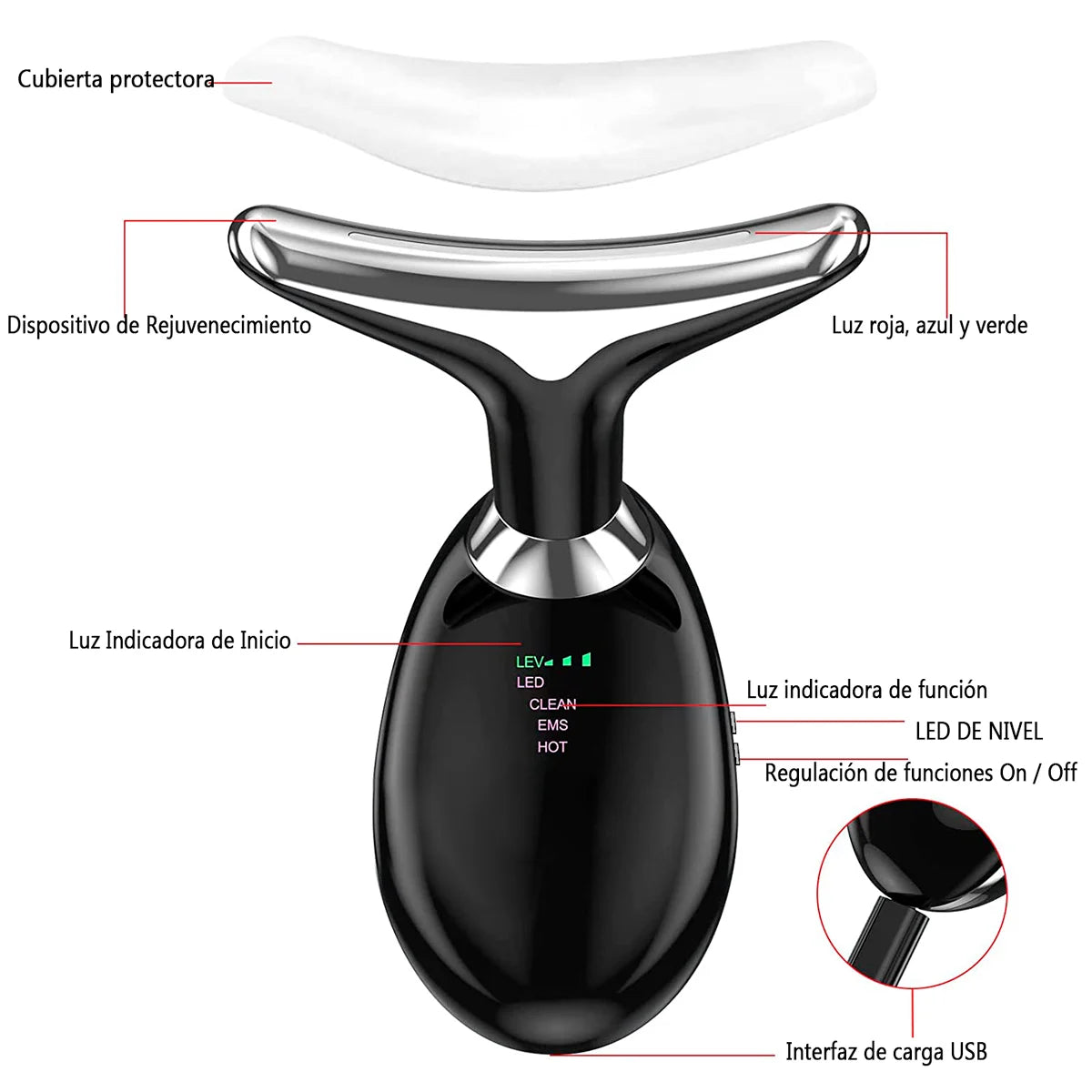 Masajeador facial y reafirmante cuello