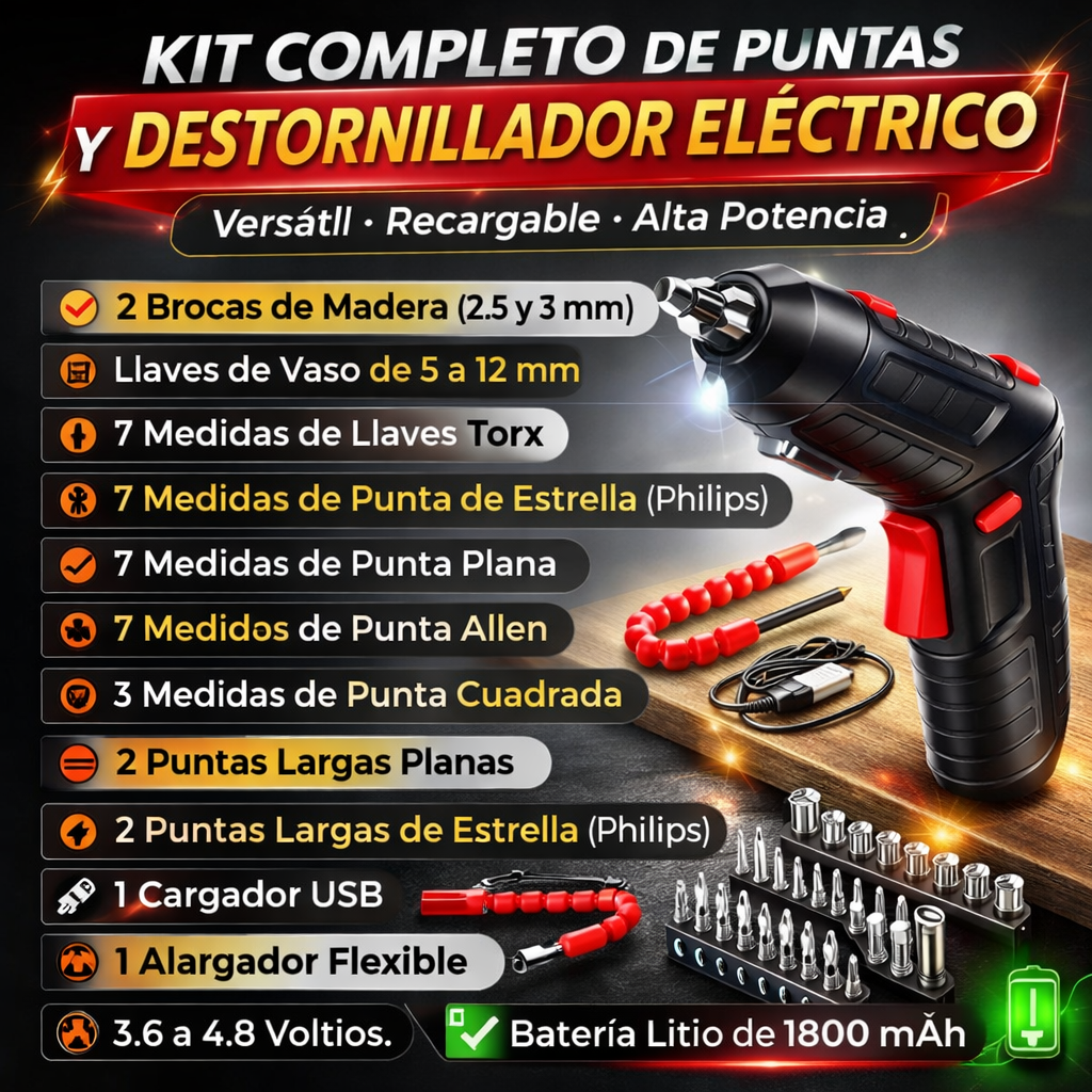 DESTORNILLADOR INALAMBRICO 48 PZS || Potencia y precisión en tus manos