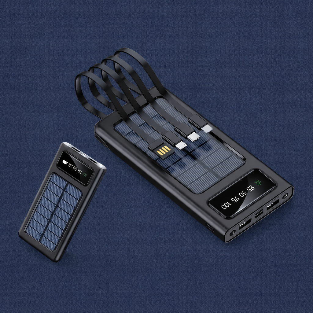 POWER BANK SOLAR CON CABLES INTEGRADOS